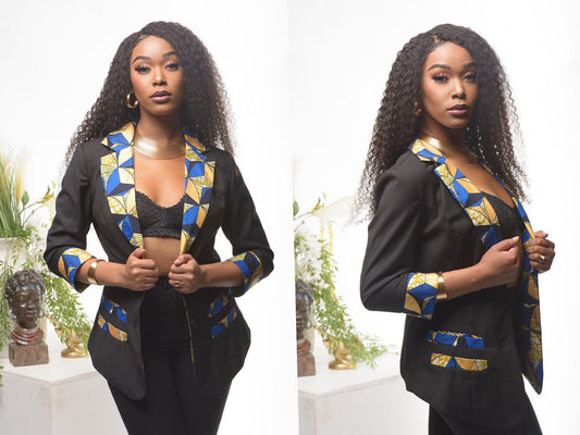 Women’s African print blazer, single breasted open-front formal Blazer, traditional African clothing, African Fashion for women. Black owned